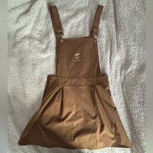 brown mushroom overalls dress